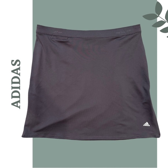🛍️3/$40 Adidas Women's Dark Grey Elastic Waist Skirt Orange Side Gusset w Zipper - Picture 1 of 6